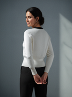 Bow Tie Knit Cardigan with Pearl Buttons